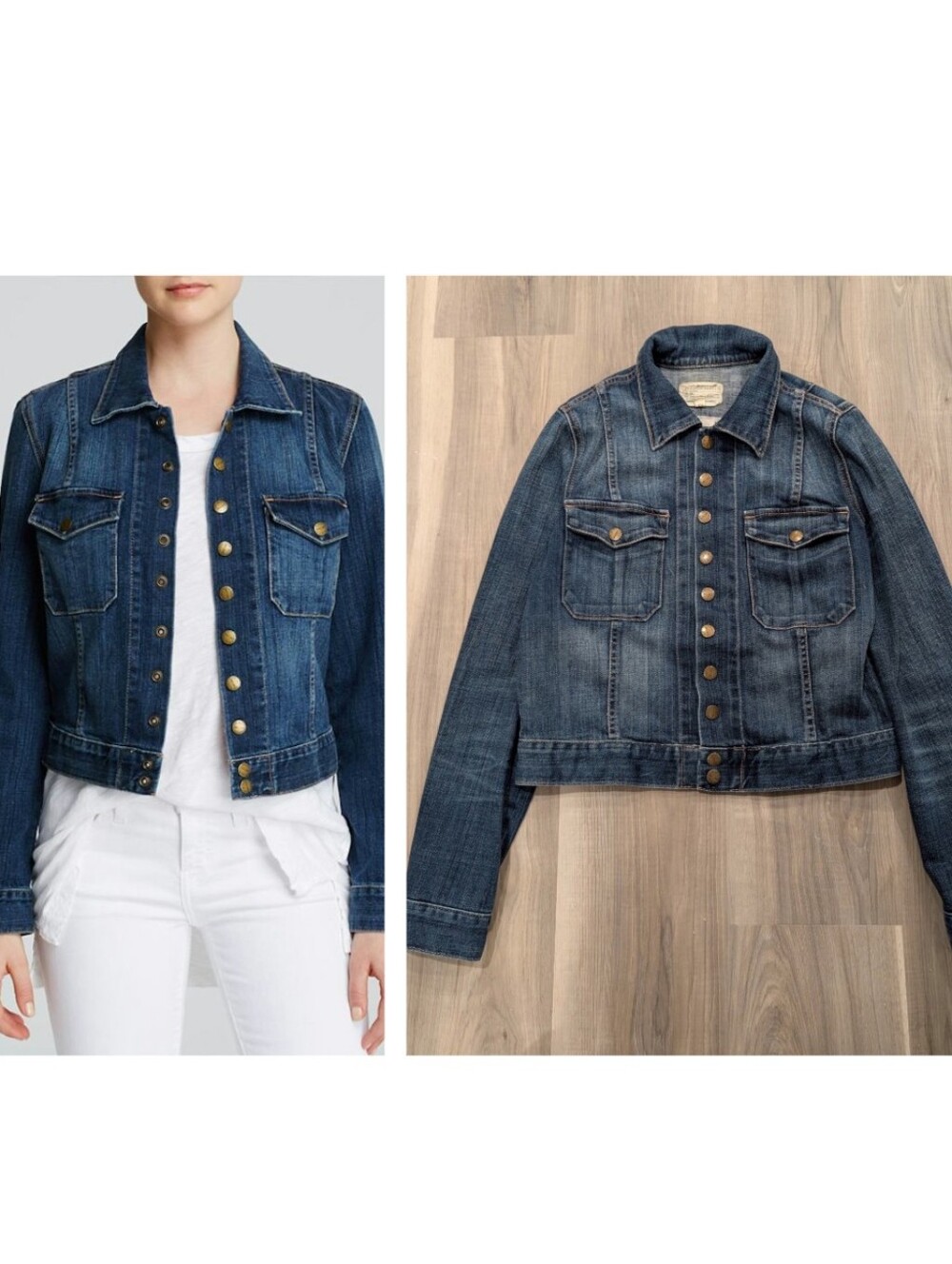 Current/Elliott | The Snap Jacket Cropped Denim Shrunken Jean Jacket In Loved